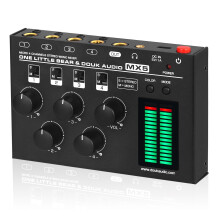 Mini 4-Channel LINE Mixer Stereo/Mono Audio Mixer for Monitoring LED Level Meter
