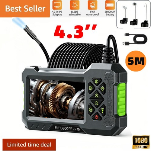 4.3'' 1080P Industrial Endoscope Camera 5m Screen Borescope Inspection Camera ~