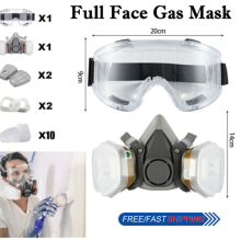 Full Face Gas Mask Goggles Paint Spray Chemical Factory Respirator Safety Work