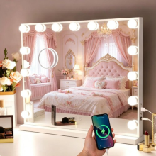 LED Hollywood Makeup Mirror Large Vanity Light Mirror 15-Dimmable LED Bulbs Gift
