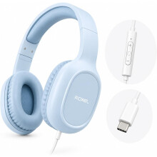 Roxel RX-90C USB-C Wired Headphones, Mic & Inline Control, 1.5m Cable,Blue