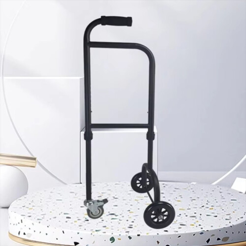 Adjustable Walking Aid Standing Walking Stick Handrail Castors Non-Slip Handle 2
