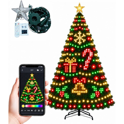 Smart Animated Christmas Tree Lights, App-Controlled DIY Animations
