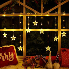 Ulinek Christmas Window Lights Indoor Outdoor, 9 Stars Lights 76 LEDs