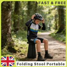 Adjustable Folding Stool Black, Telescopic Camping Stool for Fishing Hiking