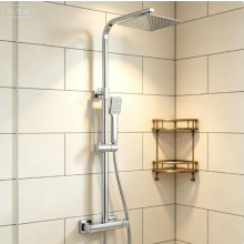 Bathroom Thermostatic Exposed Shower Mixer Twin head Square Bar Set Chromeâââââ~