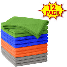 (30cm x 30cm, Multicoloured - 12 Pack) Microfiber Cleaning Cloths 10/12 Pack Drying Towel