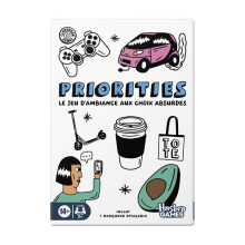 Priorities, a board game with absurd choices, a card game for teens and adults, 2 players and up, 30 minutes, French version