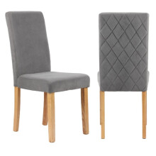 Modern Grey Velvet Diamond Stitch Dining Chair Set of 2 - Dining Room Furniture