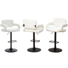 Set of 3 White High Alicante Faux Leather Bar Stools Gas Lift Swivel Breakfast Kitchen Island Chairs Plush Seat