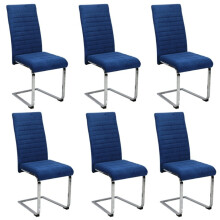 Modern Blue Velvet Cantilever Dining Chair Set of 6 - Dining Room Furniture