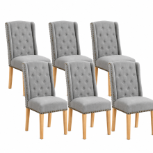 Set of 6 Grey Velvet Lion Knocker Dining Chair - Modern Dining Room Furniture