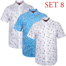 (L, Aqua, White Black, White) 3-5 Pack Mens Hawaiian Floral Short Sleeve Shirts