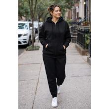 (M, Black) Women Hoodie Tracksuit Set ZipUp Sweatshirt Jogger