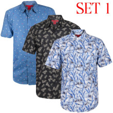 (XL, Black, Blue, Denim) 3-5 Pack Mens Hawaiian Floral Short Sleeve Shirts