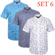 (L, Aqua, White Black, Charcoal) 3-5 Pack Mens Hawaiian Floral Short Sleeve Shirts
