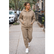 (XL, Nude) Women Hoodie Tracksuit Set ZipUp Sweatshirt Jogger