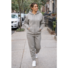 (M, Heather Grey) Women Hoodie Tracksuit Set ZipUp Sweatshirt Jogger