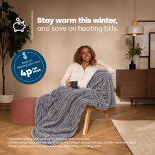 LIVIVO Luxury Electric Heated Throw Faux Fur Grey