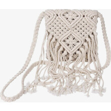 Bolso bandolera de crochet forrado para mujer, estilo bohemio, ideal para la playa y el verano. Bolso de hombro para viajes y uso diario, color beige.