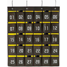 Numbered Classroom Sundries Closet Pocket Chart For Cell Phones Holder Wall Door Hanging Organizer (36 Pockets Grey)