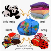 Silla puf de almacenamiento de 26 pulgadas Funda para puf con cremallera Mapa del mundo grande Voleibol Negro 8 Saco estampado para juguetes de peluch