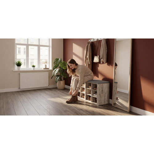 Shoe Storage Bench with Padded Seat, 12 Open Compartments 1