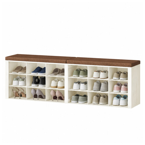 Shoe Storage Bench with Padded Seat, 18 Open Compartments 1