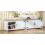 Shoe Storage Bench with 2 Barn Doors and Padded Seat, White 3