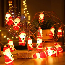 Cordão de luzes LED de 3m com 20 LEDs e motivo de Papai Noel para decoração de Natal.