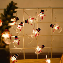 Ghirlanda luminosa a LED con pupazzo di neve, 2 m, 20 LED, luce bianca calda, decorazione natalizia