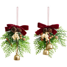 2 Stk Weihnachtsbaum Schleifen Glöckchen Tannenzapfen Baumschmuck