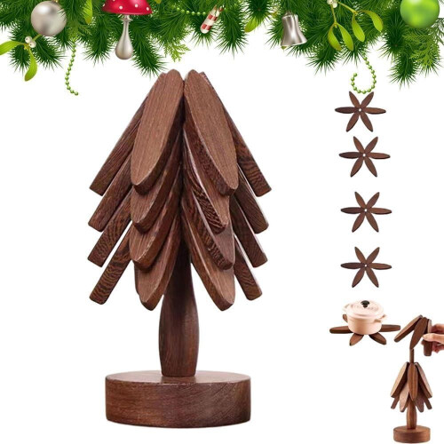 4 Stk Holz Untersetzer Baum Design Walnuss Topfuntersetzer