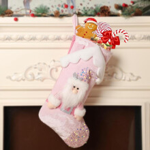 Vianočná pančucha 44cm Ružová plyšová dekorácia v podobe pančuchy Santa Clausa