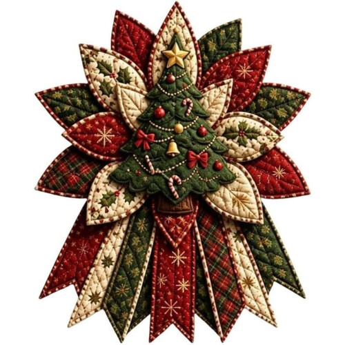 Enfeite de Natal acolchoado para porta, decoração de parede resistente em tecido.