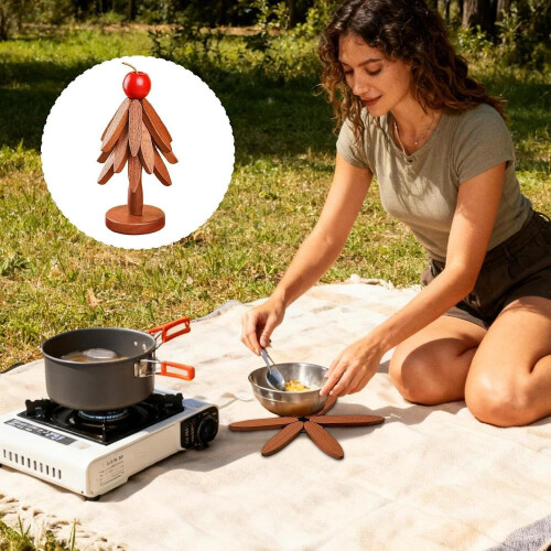 Posavasos de madera, resistente al calor, plegable, Tree 1