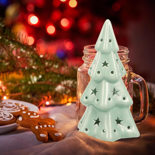 Ceramic Christmas Tree Hollow Desktop Ornament Table Decoration White 1