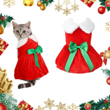 S Pet Christmas Dress Fløyelsrødt hårbånd Katt Hund