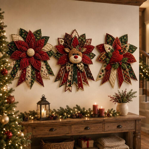 Kit de costura para guirlanda de Natal acolchoada para decoração de porta 2