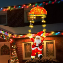 Julemandens lyskæde med faldskærm og 70 LED'er med varm hvid timer