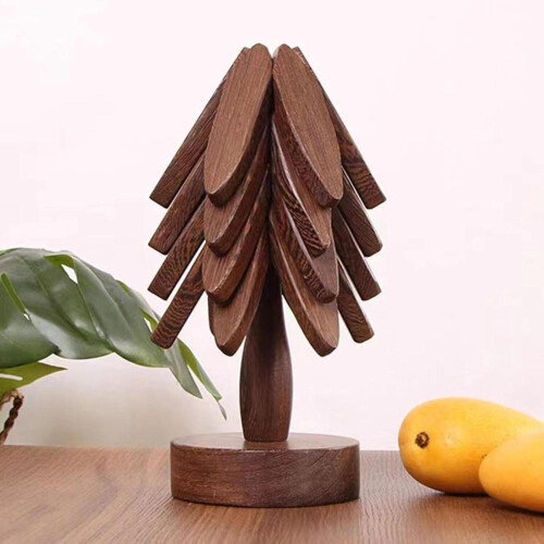 4 Stk Holz Untersetzer Baum Design Walnuss Topfuntersetzer 1