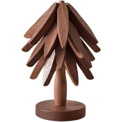 4 Stk Holz Untersetzer Baum Design Walnuss Topfuntersetzer 2