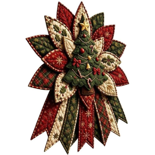 Enfeite de Natal acolchoado para porta, decoração de parede resistente em tecido. 2