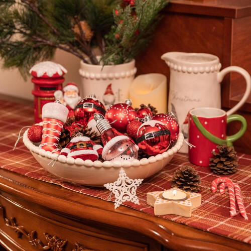 70 Stk Weihnachtskugeln Set Kunststoff Christbaumschmuck 2