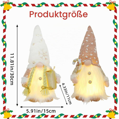 2 Elfos de Natal de Pelúcia com Luzes LED para Decoração 2
