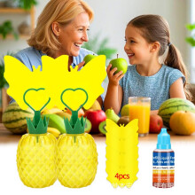 (Sk117 transparent model 6 pack) Pineapple Fruit Fly Trap, Insect Catcher for Fruit Flies & Flying Bugs with Butterfly Sticky Paper