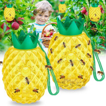 2 Pack Pineapple Bee Trap Outdoor Fruit Fly Catcher Leakproof Wasp Honeycomb Insect Traps