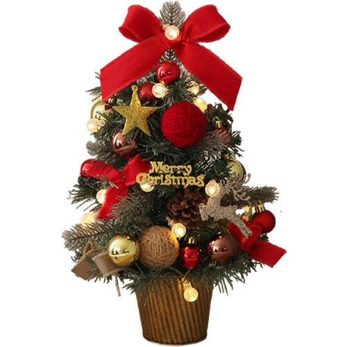 Mini árvore de Natal de mesa iluminada, 45 cm, decoração artificial para mesa.