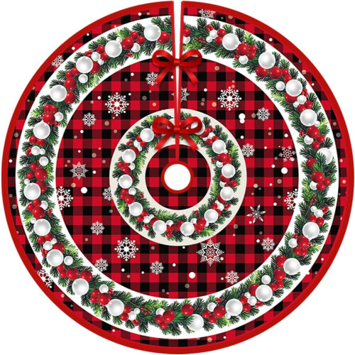 Gestrickter Weihnachtsbaumteppich 122cm Rot Rund Baumdecke