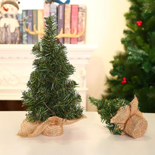 2 Mini Artificial Christmas Trees 20cm 30cm Table Decoration Green